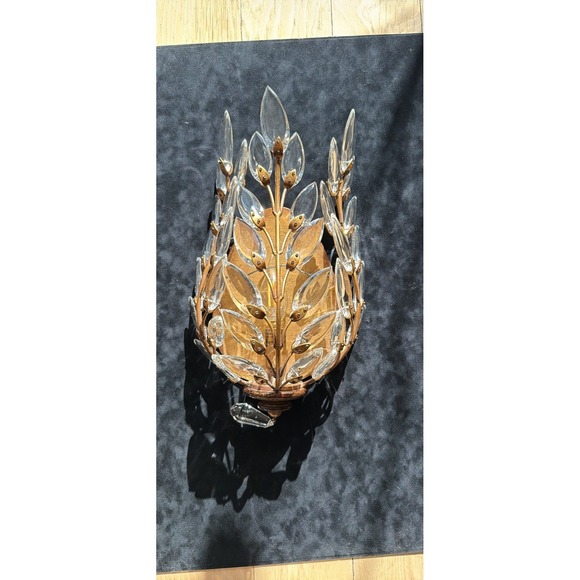 Fine Art Lamp Crystal Laurel Set of 2 Wall Sconces Heavy Cut Crystal Luxury - Picture 4 of 9